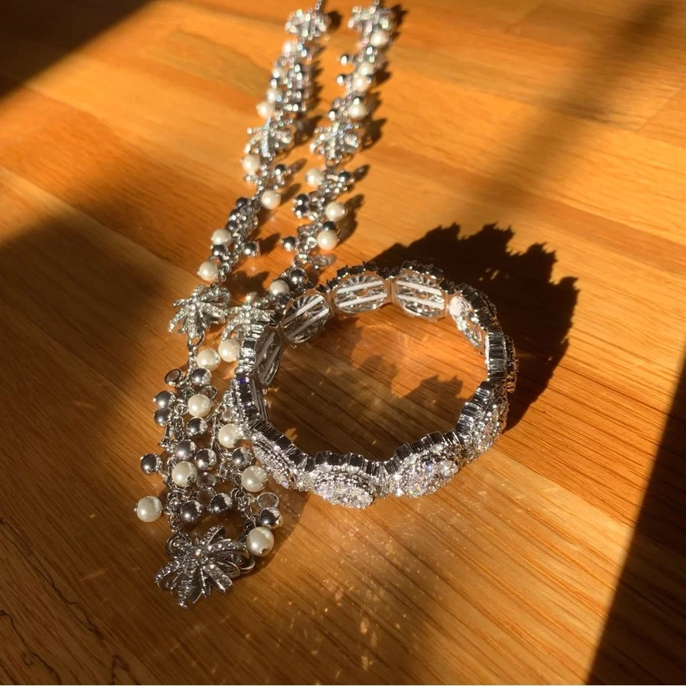 Super Sparkly Silver Cuff Bracelet CZ Pave Talbots Jewelry - Picture 12 of 13